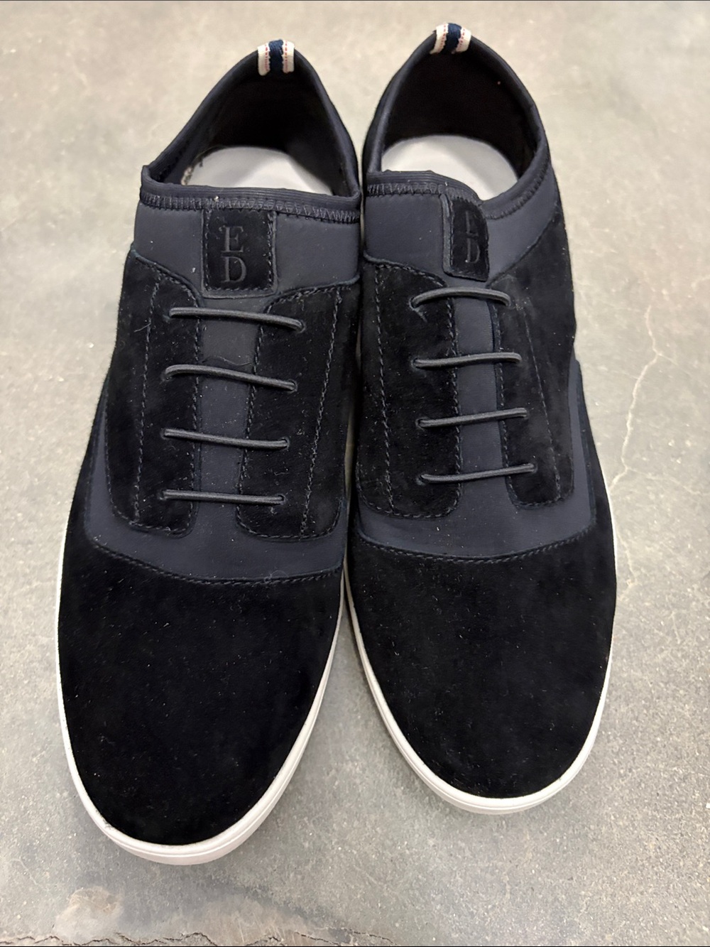 Women's Black Suede Slip-On Loafers with Elastic Lace